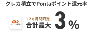 クレカ積立でPontaポイント還元率 12ヵ月間限定 合計最大3％