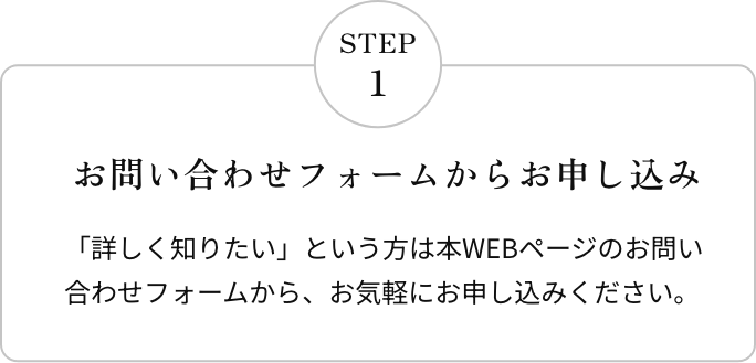 STEP1 お問い合わせフォームからお申し込み