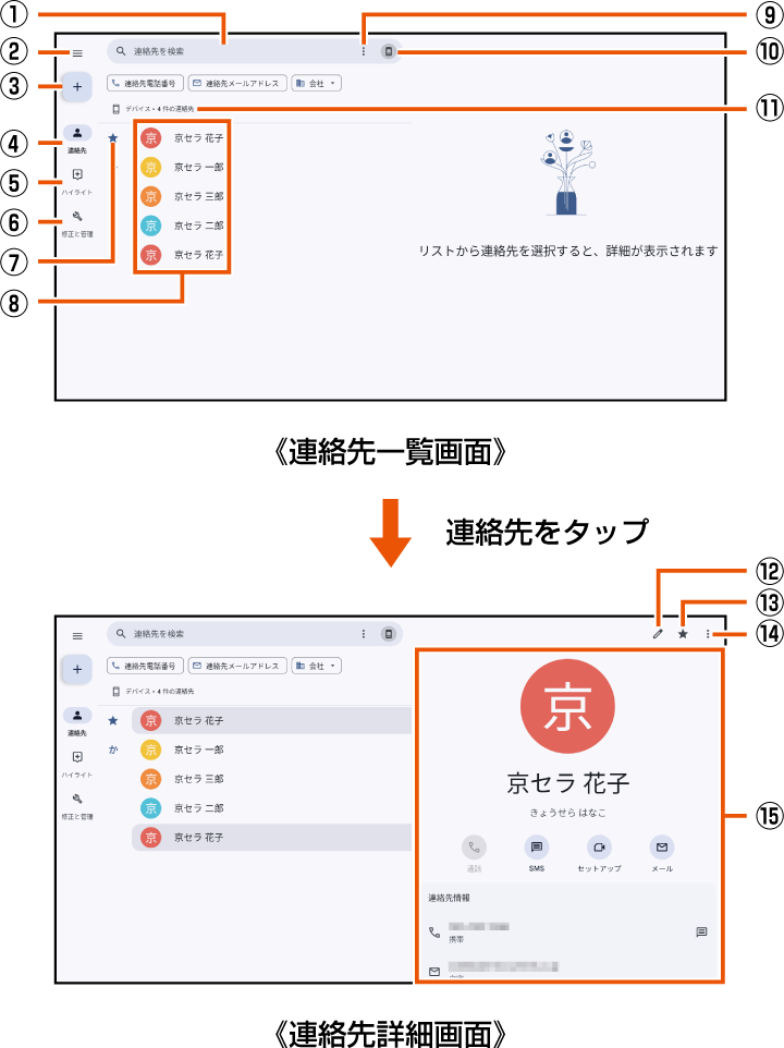 コレクション セットアップ 連絡先